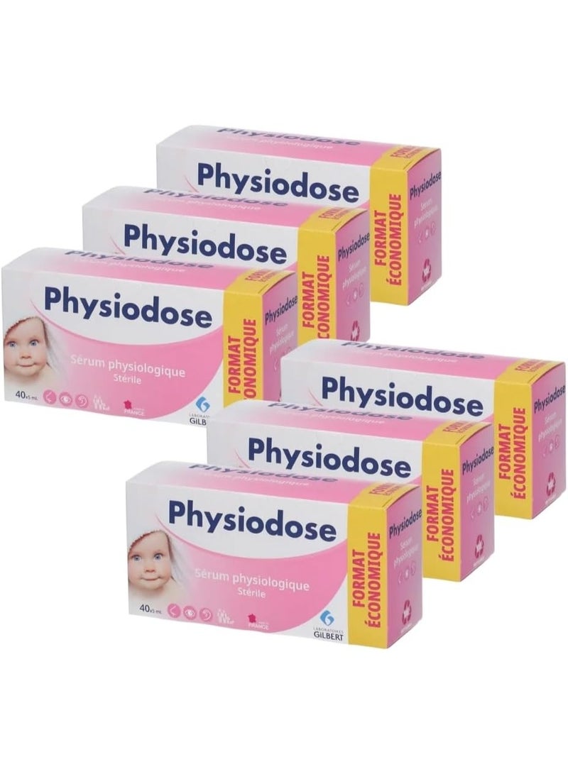 Physiodose Pack 6 PHYSIODOSE - Physiological Serum 40x5ml - Hygiene of the nose, eyes, ears - Image 1